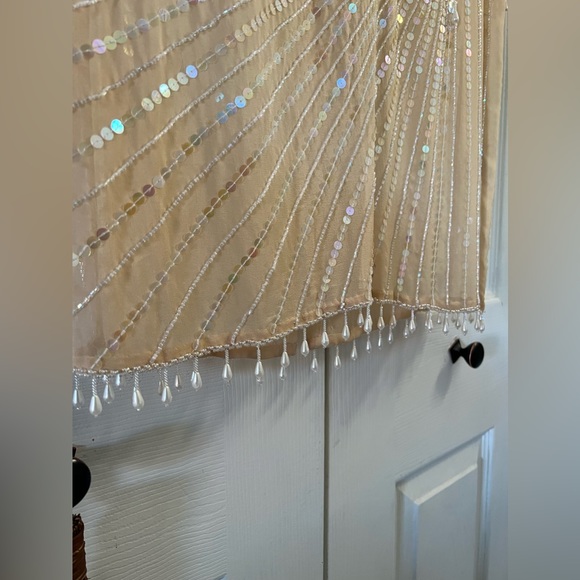 Neutral Sheer Bridal Cocktail Dress - Picture 4 of 17